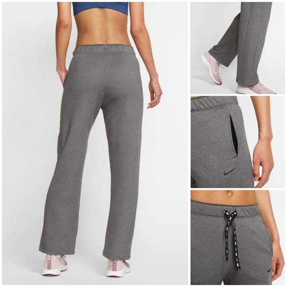 Nike Grey & Black Drawstring Therma Fleece Training Straight Leg Sweat Pants - Picture 9 of 10
